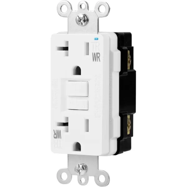 Amazon Basics WeatherResistant GFCI Receptacle with LED Indicator 15 AmpWhite 20 Amp