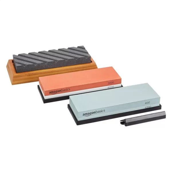 Amazon Basics Whetstone Knife Sharpening Wet Stone Dual Sided 4001000 and 30008000 Grit Stones Flattening Stone and NonSlip 3PC Bamboo Base Black amp GreyAmazon Basics Whetstone Knife Sharpening Wet Stone Dual Sided 4001000 and 30008000 Grit Stones Flattening Stone and NonSlip 3PC Bamboo Base Black amp Grey