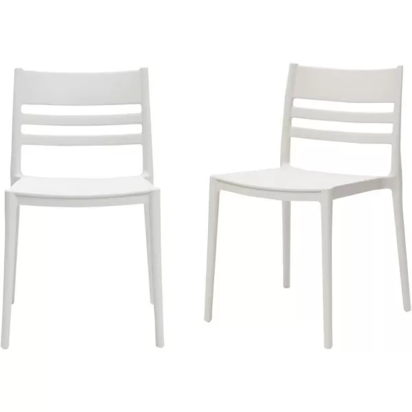 Amazon Basics White Armless SlotBack Dining ChairSet of 2 Premium PlasticWhite Dining Chair