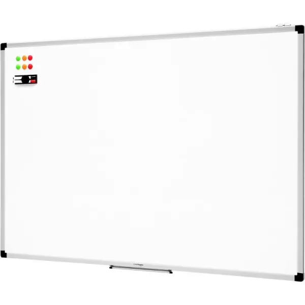 Amazon Basics Whiteboard Drywipe Magnetic with Pen Tray and Aluminium Trim 90 cm x 60 cm WxH120 cm x 90 cm
