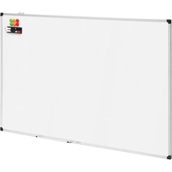 Amazon Basics Whiteboard Drywipe Magnetic with Pen Tray and Aluminium Trim 90 cm x 60 cm WxH150 cm x 100 cm