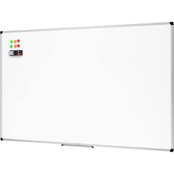 Amazon Basics Whiteboard Drywipe Magnetic with Pen Tray and Aluminium Trim 90 cm x 60 cm WxH60 cm x 90 cm