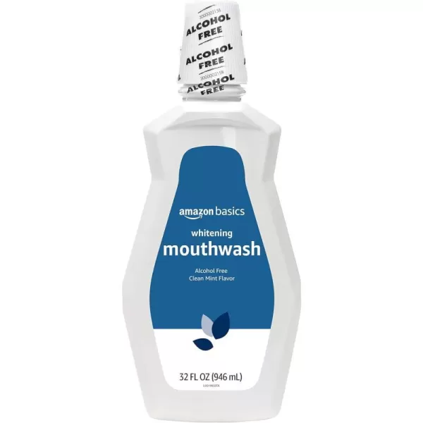 Amazon Basics Whitening Mouthwash Alcohol Free Clean Mint 32 Fluid Ounces 4Pack Previously Solimo3200 Fl Oz Pack of 1