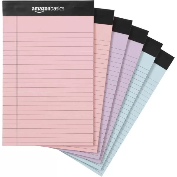 Amazon Basics Wide Ruled Lined Writing Note Pad 85 inch x 1175 inch White 12 Count  12 Pack of 50 Multicolor 5Inch by 8Inch
