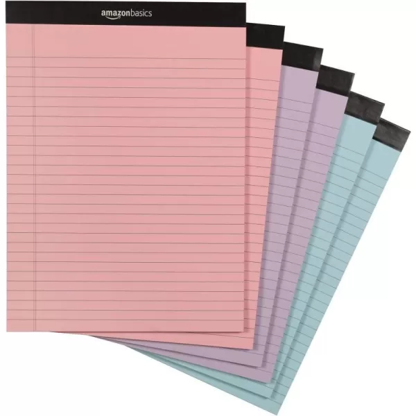 Amazon Basics Wide Ruled Lined Writing Note Pad 85 inch x 1175 inch White 12 Count  12 Pack of 50 Multicolor 85Inch by 1175Inch