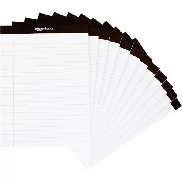 Amazon Basics Wide Ruled Lined Writing Note Pad 85 inch x 1175 inch White 12 Count  12 Pack of 50 White 85Inch by 1175Inch