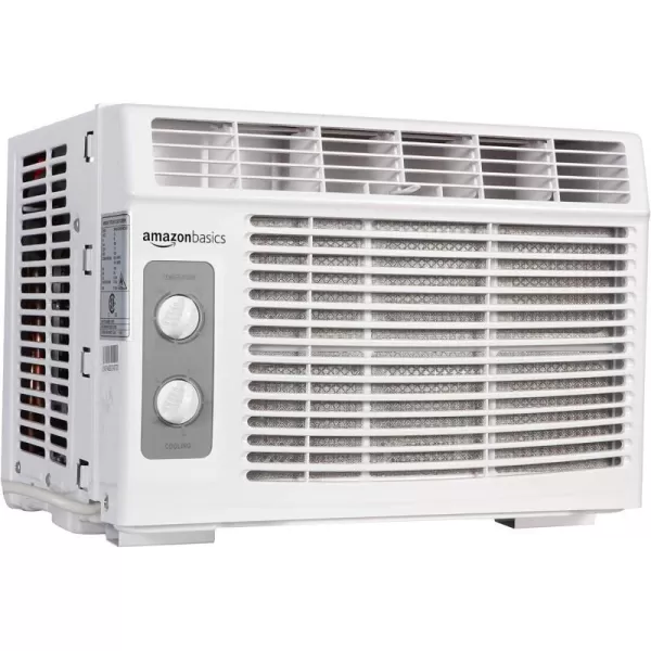 Amazon Basics Window Mounted Air Conditioner with Mechanical Control Cools 150 Square Feet 5000 BTU AC Unit WhiteAmazon Basics Window Mounted Air Conditioner with Mechanical Control Cools 150 Square Feet 5000 BTU AC Unit White