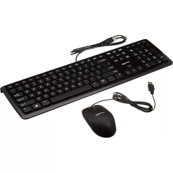 Amazon Basics Wired Computer Keyboard amp Mouse 10Pack BlackSingle 10Pack