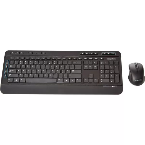 Amazon Basics Wireless Full Size Computer Keyboard and Mouse Combo US Layout QWERTY BlackAmazon Basics Wireless Full Size Computer Keyboard and Mouse Combo US Layout QWERTY Black