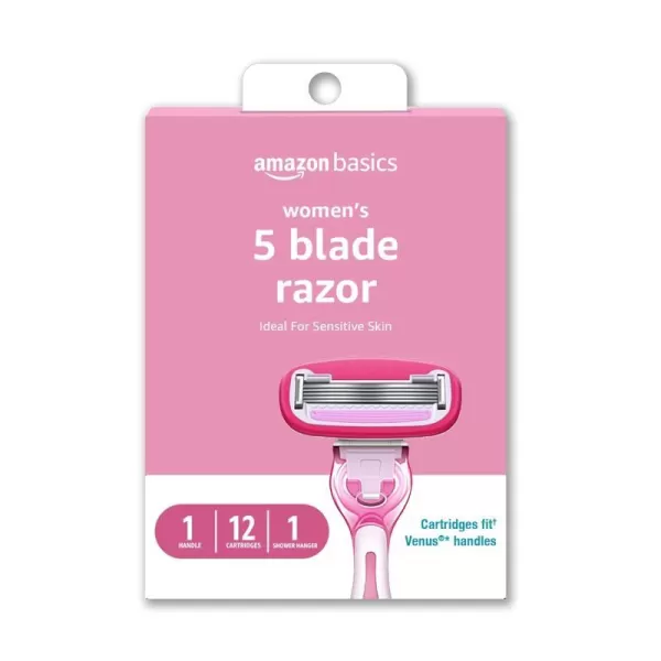 Amazon Basics Womens 5 Blade FITS Razor Refills Fits Amazon Basics FITS Handles and Venus Handles 6 CartridgesHandle  12 Refills