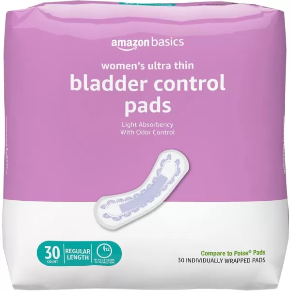 Amazon Basics Womens Incontinence Pads Bladder Control ampamp Postpartum Light Absorbency Unscented 180 Count  6 Packs of 3030 Count