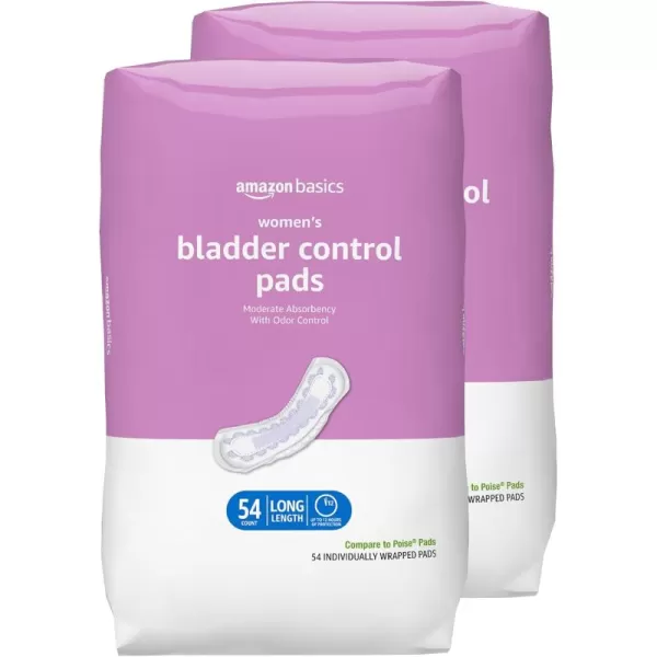 Amazon Basics Womens Incontinence Pads Bladder Control ampamp Postpartum Moderate Absorbency Unscented 108 Count 2 Packs of 54Moderate