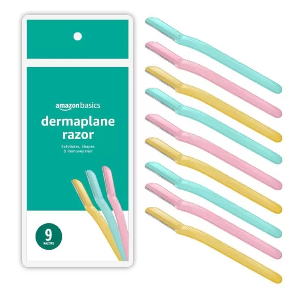 Amazon Basics Womens Multipurpose Exfoliating Dermaplaning Tool Eyebrow amp Facial Razor Includes Blade Cover Multicolor 9 Count9 Count Pack of 1
