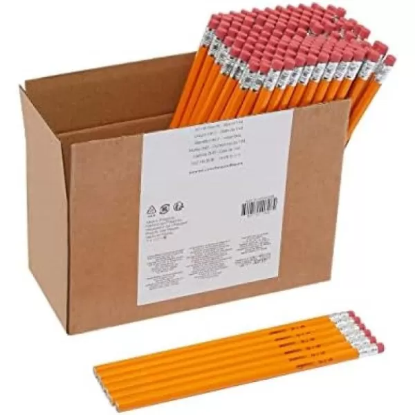 Amazon Basics Woodcased 2 Pencils Presharpened HB Lead Bulk Box 150 Count Yellow144 Count Pack of 1 unsharpened Pencils