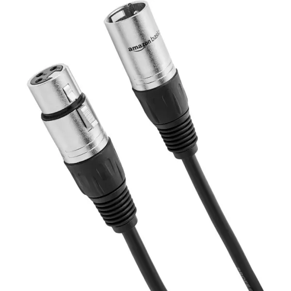 Amazon Basics XLR Microphone Cable for Speaker or PA System All Copper Conductors 6MM PVC Jacket 10 Foot Black2Pack 10 Feet