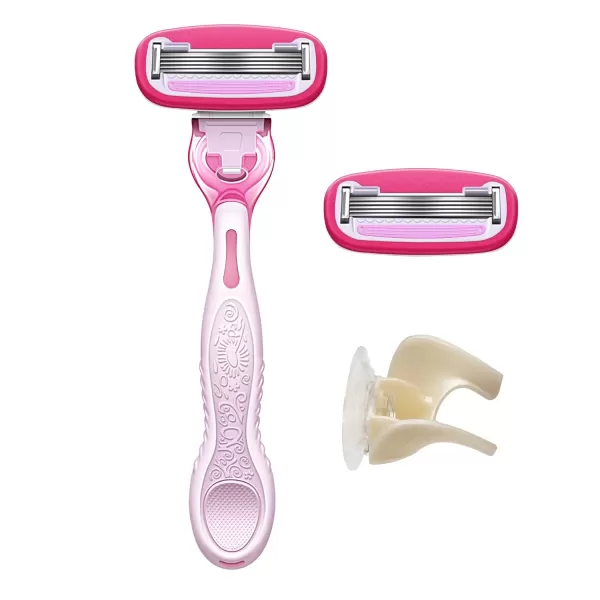 Amazon Basics 5 Blade FITS Razor for Women Fits Amazon Basics and Venus Handles Includes 1 FITS System Handle 2 Cartridges ampamp 1 Shower Hanger PinkPink