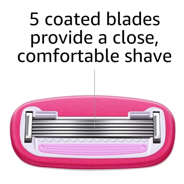 Amazon Basics 5 Blade FITS Razor for Women Fits Amazon Basics and Venus Handles Includes 1 FITS System Handle 2 Cartridges ampamp 1 Shower Hanger PinkPink