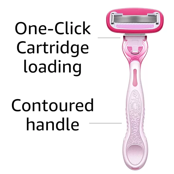 Amazon Basics 5 Blade FITS Razor for Women Fits Amazon Basics and Venus Handles Includes 1 FITS System Handle 2 Cartridges ampamp 1 Shower Hanger PinkPink