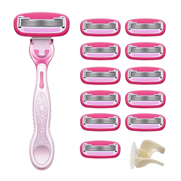 Amazon Basics 5 Blade FITS Razor for Women Fits Amazon Basics and Venus Handles Includes 1 FITS System Handle 2 Cartridges ampamp 1 Shower Hanger PinkPink