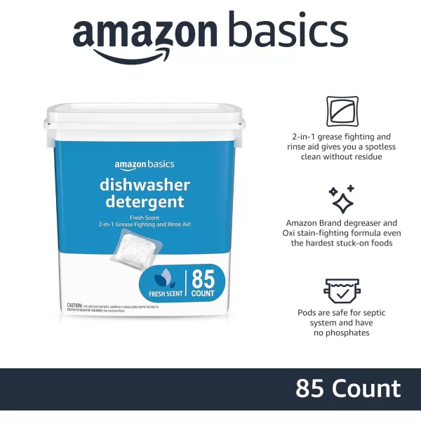 Amazon Basics Dishwasher Detergent Pacs Fresh Scent 85 Count Previously SolimoFresh