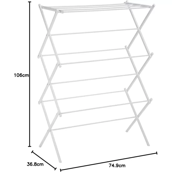 Amazon Basics Foldable Portable Laundry Drying Rack for Indoor Air Drying Clothing 294 x 148 x 419 inches LxWxH Chrome SilverWhite