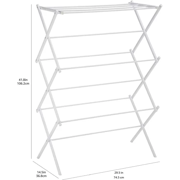 Amazon Basics Foldable Portable Laundry Drying Rack for Indoor Air Drying Clothing 294 x 148 x 419 inches LxWxH Chrome SilverWhite