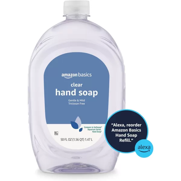 Amazon Basics Gentle ampamp Mild Clear Liquid Hand Soap Refill TriclosanFree 50 Fl Oz Pack of 2 Previously Solimo50 Fl Oz Pack of 2