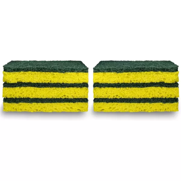 Amazon Basics Heavy Duty Sponges 6 Count YellowGreen12Pack