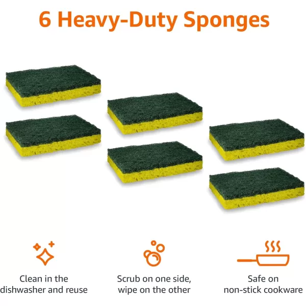 Amazon Basics Heavy Duty Sponges 6 Count YellowGreen12Pack