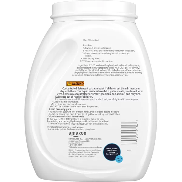 Amazon Basics Laundry Detergent Pacs Hypoallergenic Free ampamp Clear 120 Count Previously SolimoFree  Clear