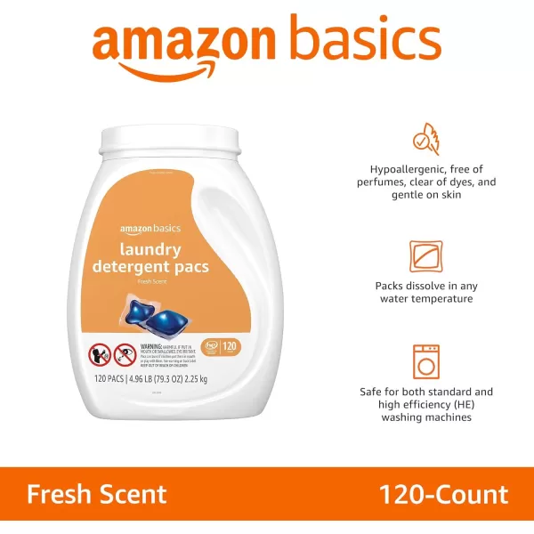 Amazon Basics Laundry Detergent Pacs Hypoallergenic Free ampamp Clear 120 Count Previously SolimoFresh