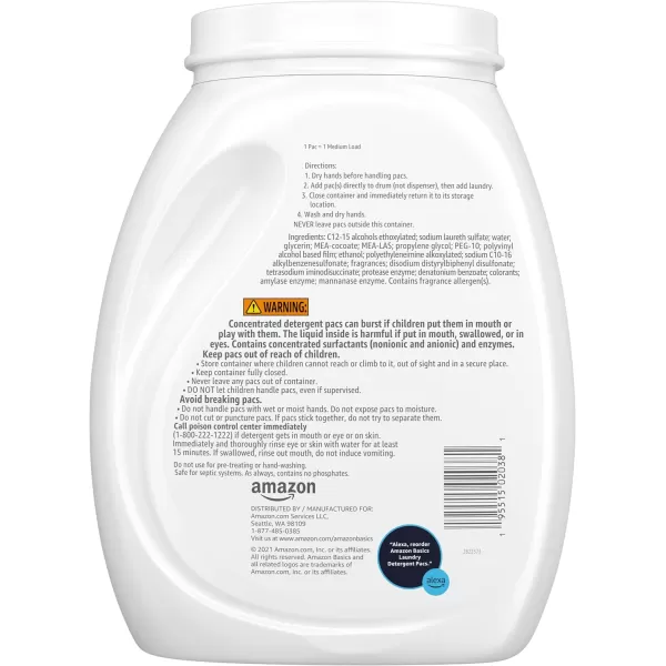 Amazon Basics Laundry Detergent Pacs Hypoallergenic Free ampamp Clear 120 Count Previously SolimoFresh