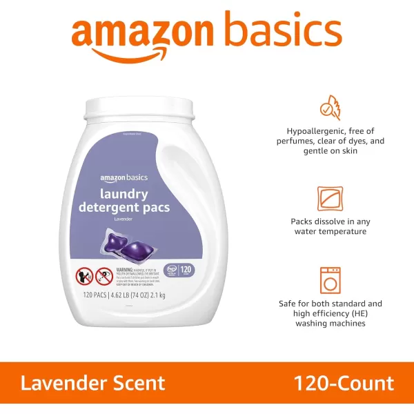 Amazon Basics Laundry Detergent Pacs Hypoallergenic Free ampamp Clear 120 Count Previously SolimoLavender