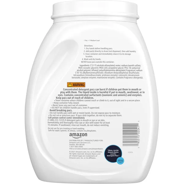 Amazon Basics Laundry Detergent Pacs Hypoallergenic Free ampamp Clear 120 Count Previously SolimoLavender