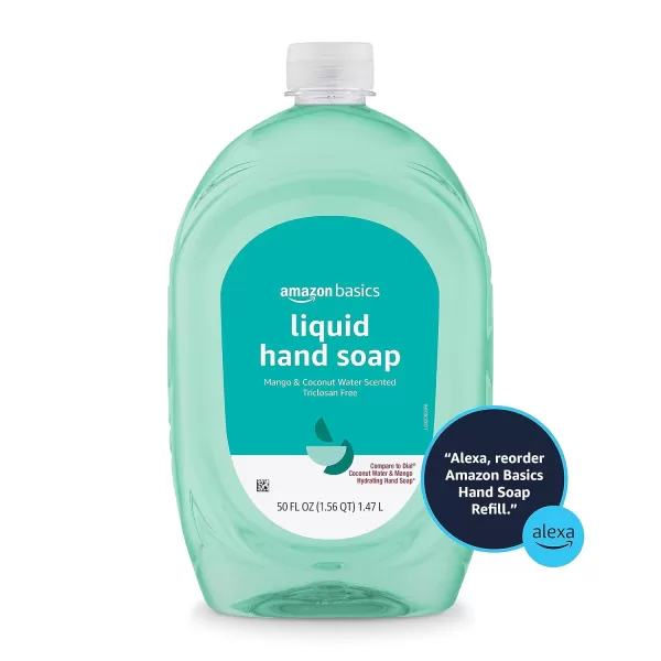 Amazon Basics Liquid Hand Soap Refill Mango ampamp Coconut Water Scent TriclosanFree 50 Fl Oz Pack of 2Mango and Coconut Water