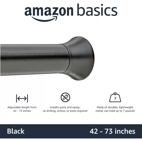 Amazon Basics Tension Curtain Rod Adjustable 5490quot Width  White Classic FinialBlack
