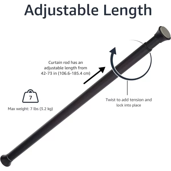 Amazon Basics Tension Curtain Rod Adjustable 5490quot Width  White Classic FinialBlack