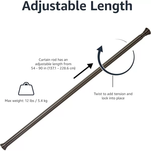 Amazon Basics Tension Curtain Rod Adjustable 5490quot Width  White Classic FinialBronze