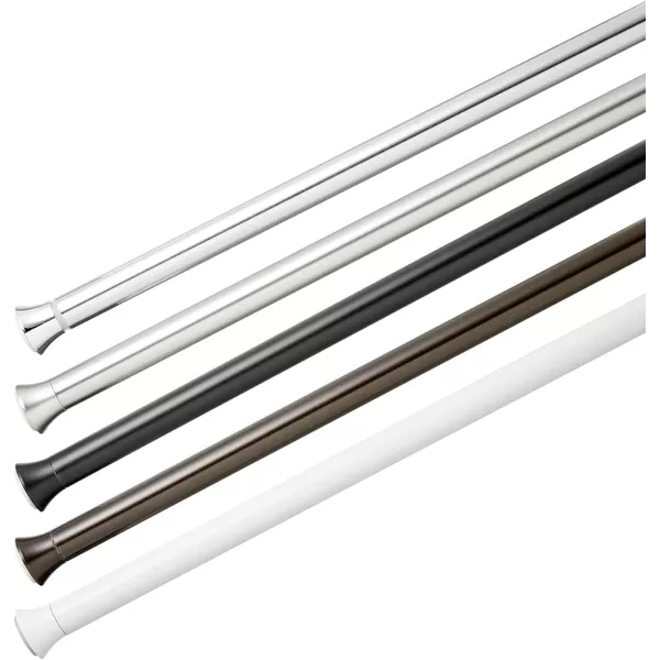 Amazon Basics Tension Curtain Rod Adjustable 5490quot Width  White Classic FinialChrome