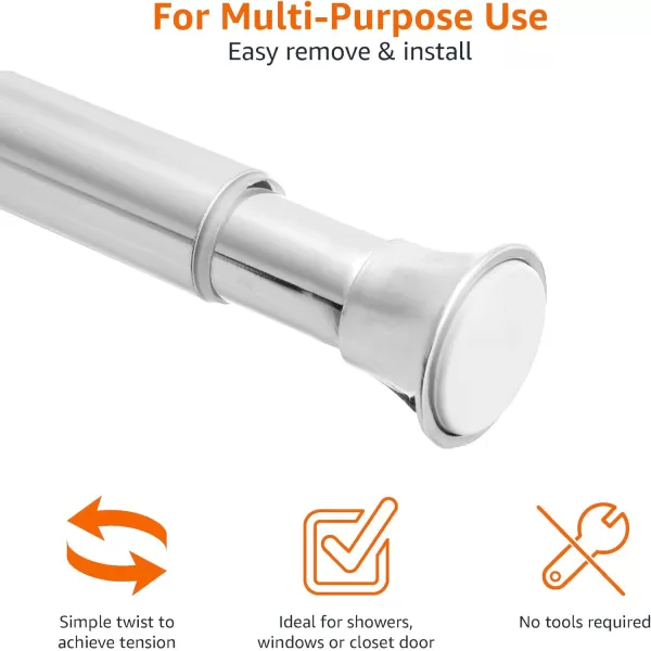 Amazon Basics Tension Curtain Rod Adjustable 5490quot Width  White Classic FinialChrome