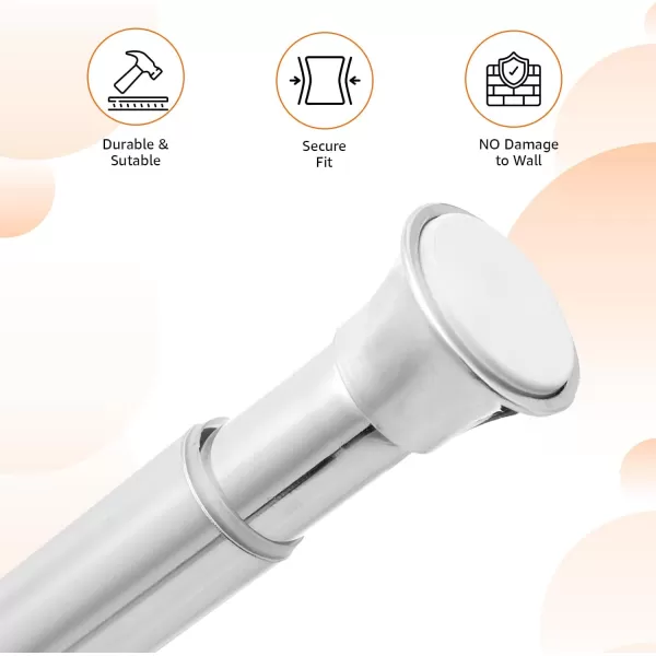 Amazon Basics Tension Curtain Rod Adjustable 5490quot Width  White Classic FinialChrome
