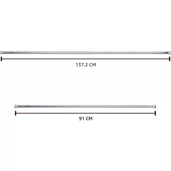 Amazon Basics Tension Curtain Rod Adjustable 5490quot Width  White Classic FinialChrome