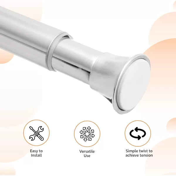 Amazon Basics Tension Curtain Rod Adjustable 5490quot Width  White Classic FinialChrome