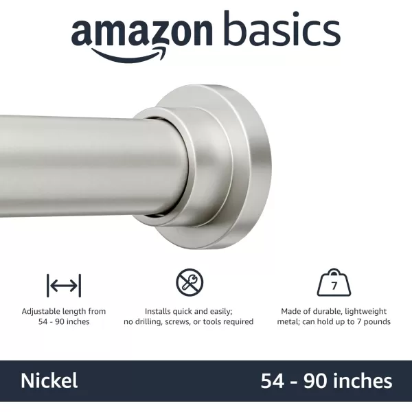 Amazon Basics Tension Curtain Rod Adjustable 5490quot Width  White Classic FinialNickel