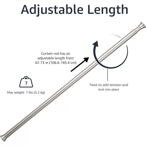 Amazon Basics Tension Curtain Rod Adjustable 5490quot Width  White Classic FinialNickel