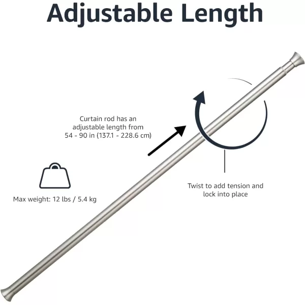 Amazon Basics Tension Curtain Rod Adjustable 5490quot Width  White Classic FinialNickel