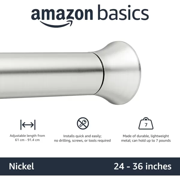 Amazon Basics Tension Curtain Rod Adjustable 5490quot Width  White Classic FinialNickel