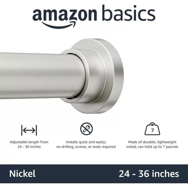 Amazon Basics Tension Curtain Rod Adjustable 5490quot Width  White Classic FinialNickel