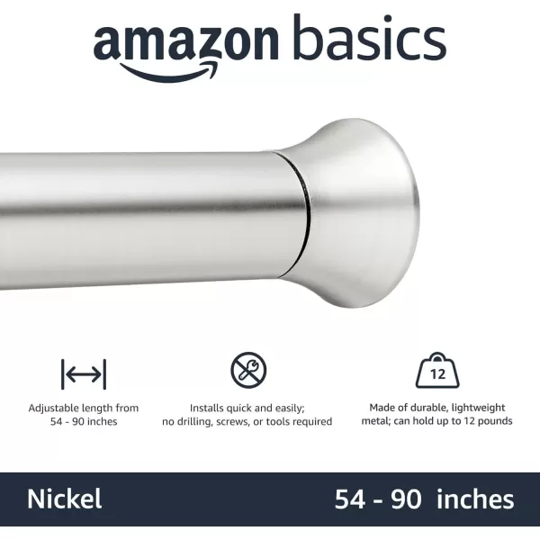 Amazon Basics Tension Curtain Rod Adjustable 5490quot Width  White Classic FinialNickel