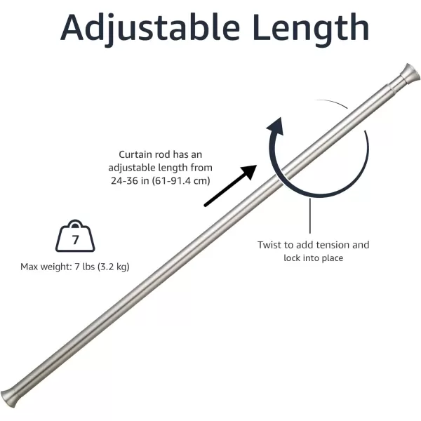 Amazon Basics Tension Curtain Rod Adjustable 5490quot Width  White Classic FinialNickel